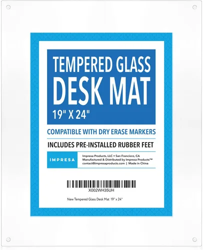 Vista 7 de IMPRESA Tapete de escritorio de vidrio templado transparente, 19 x 24 pulgadas, transparente, protector de mesa y tapete de escritorio