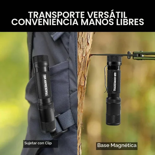 Vista 4 de Powertac M6 G3 Linterna Tradesman – 2030 Lúmenes, Alcance Largo de 330m, Cola Magnética, Recargable Compacta EDC Luz LED para Camping, Senderismo