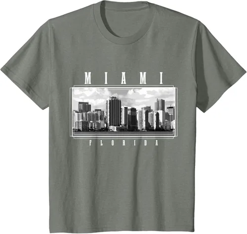 Vista 36 de Miami Skyline Florida Pride Vintage Miami Camiseta, Negro