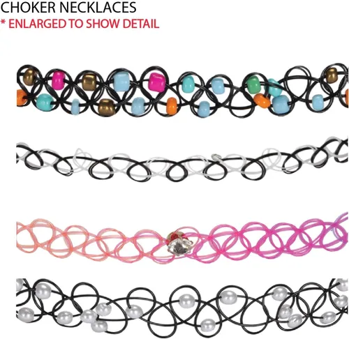 Vista 5 de BodyJ4You 12PC Tattoo Choker Necklace for Women - 90s Choker Necklaces Y2K Fashion Trendy Vintage - Emo Black Choker Rainbow Pink White Purple Neon