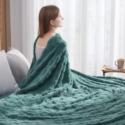 Vista 187 de NEWCOSPLAY Manta súper suave de franela sedosa de alta calidad con diseño de punto gofre 3D, ligera, para uso en todas las estaciones