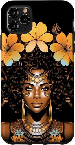 Vista 13 de iPhone 12 mini Orquídeas Afro Afro Orquídeas Flor Corona Negro Orgullo Caso
