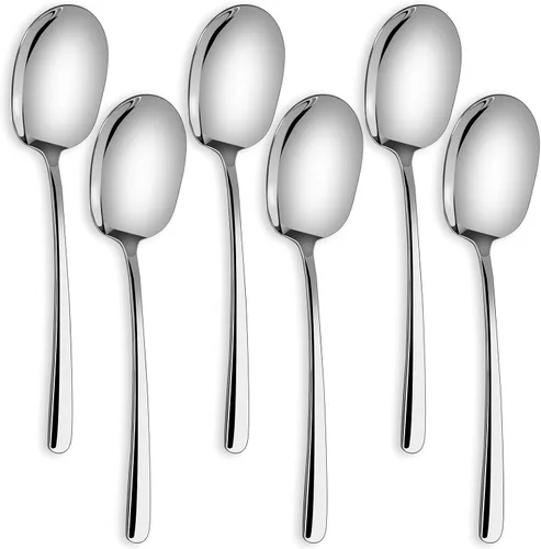 Vista 9 de SOLEADER Juego de cucharas de servir extra grandes de 12 piezas, cuchara de servir ranurada de acero inoxidable grado alimenticio 18/8 de 30,5 cm