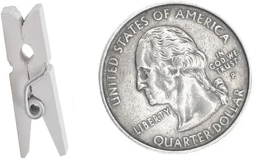 Vista 5 de JAM Papel® Mini Madera Ropa Pin Clips – 1 1/8" & 7/8 – 50 por caja, Blanco