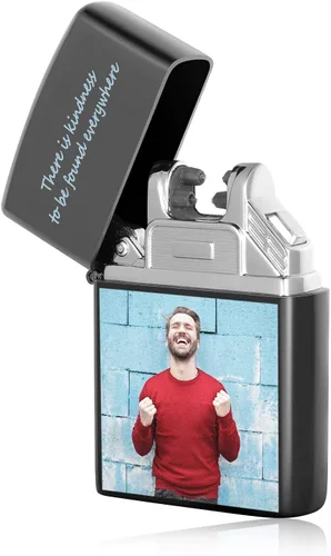 Vista 9 de Encendedor de arco eléctrico personalizado para hombres, recargable por USB personalizado con imagen, nombre grabado/fecha/mensaje para padre