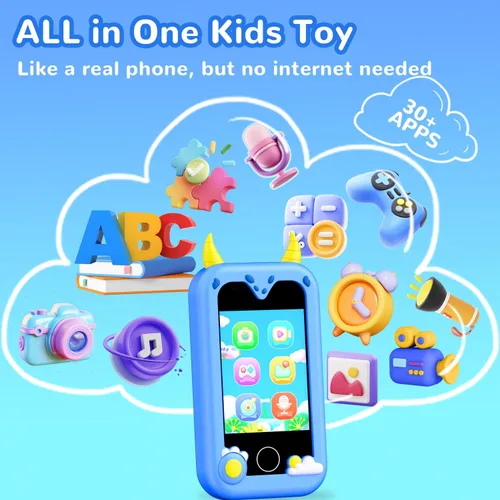 Vista 3 de Teléfono de juguete para niños, juguetes de teléfono inteligente con cámara dual - regalo de Navidad y cumpleaños para niños de 3 a 12 años