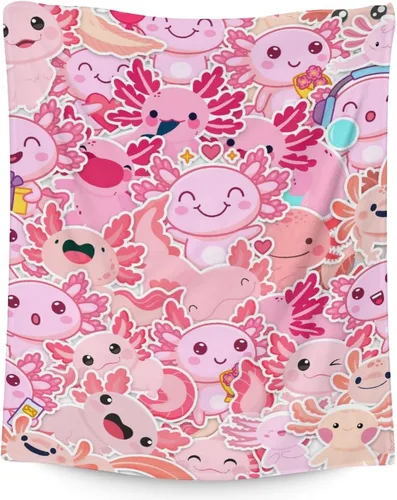 Vista 23 de Axolotl - Manta de regalo de 30 x 40 pulgadas, bonita manta para niñas, mantas suaves y peludas azules para sofá y oficina