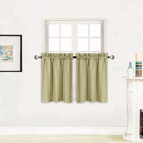 Vista 19 de Better Home Style - Cortina aislante para ventana, 2 paneles, 100% opaca, paneles cortos para cocina, baño o cualquier ventana pequeña