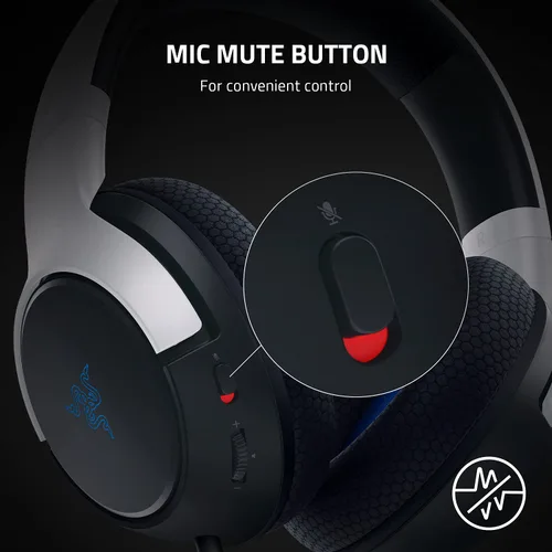 Vista 5 de Razer Kaira X Wired Headset for Playstation 5, PC, Mac & Mobile Devices Triforce 50mm Drivers - HyperClear Cardioid Mic - Flowknit Memory Foam Ear