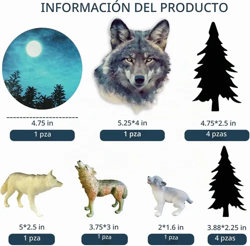 Vista 2 de 13 piezas de decoración de pastel de lobo de luna llena para decoración