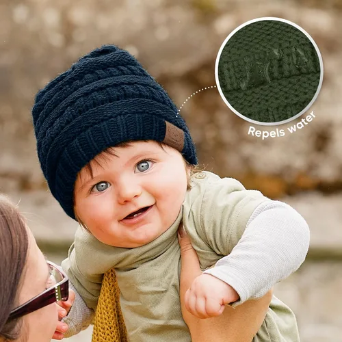 Vista 7 de Paquete de 3 gorros de bebé sombreros de bebé sombreros de recién nacido sombreros de bebé sombreros de niña para invierno urbano
