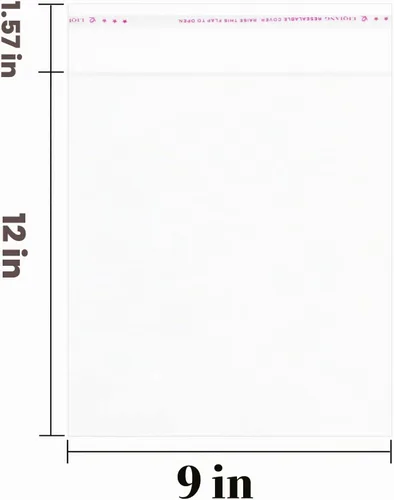 Vista 5 de 100 bolsas de plástico de celofán con cierre automático transparente para camisas de 9 x 12 pulgadas