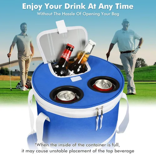 Vista 3 de Tirrinia Hielera grande emergente, hielera plegable aislada con mesa plana para bebidas, enfriador redondo ligero y portátil para viajes, pesca