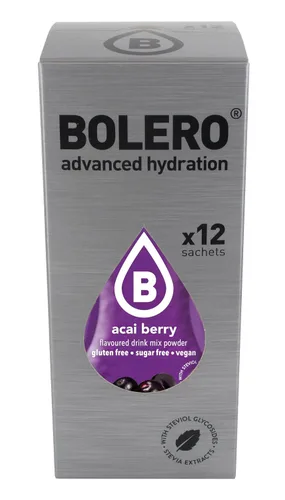 Vista 2 de BOLERO - Paquetes de mezcla de bebidas sin azúcar sabor a fruta de bayas de acai Paquetes de agua con sabor en polvo 12 sobres grandes