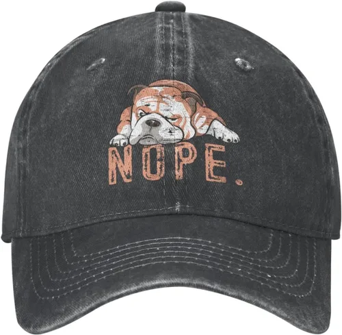 Vista 2 de ZSIXJNB Nope Lazy English Bulldog Baseball Hat English Bulldog Hat Funny Dog Lover Hiking Hats for Men Father Gifts Great Gift Black