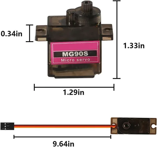 Vista 4 de 2 unids MG90S Micro Servo Motor 9G servo Geared Micro RC Servo Motor Smart Robot 180 grados Compatible con Raspberry Pi Project Car Helicopter