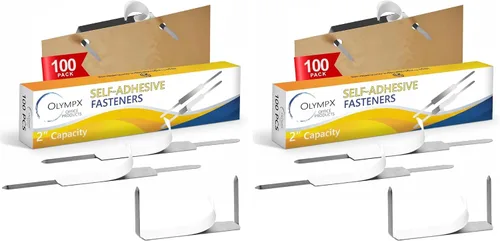Vista 8 de OLYMPX 100 bases de sujeción de papel autoadhesivas de 2 pulgadas de capacidad, centro de 2.75 pulgadas para accesorios de carpetas de archivos