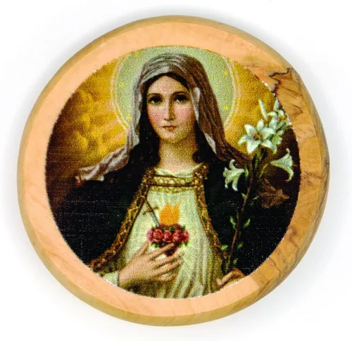Vista 5 de Arcángel San Miguel, icono católico imán para nevera, madera de olivo, religiosa inspiradora religiosa, imanes de fe de Israel, hogar, cocina