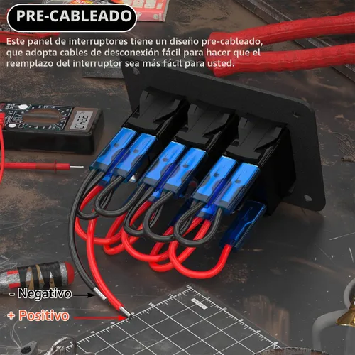 Vista 6 de DaierTek Panel de Interruptor Marino Impermeable 12V Panel de Interruptor Basculante de 3 Bandas Luz LED Azul Interruptor de Palanca Panel