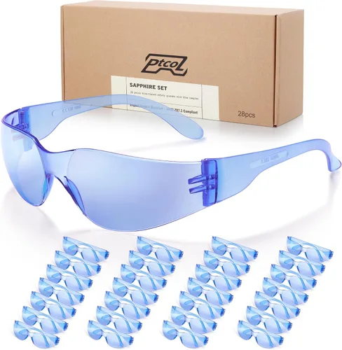 Vista 7 de Paquete de 3 Gafas de Seguridad a Granel con Lentes Cristalinas Transparentes Unisex Antirayones Gafas Protectoras Resistentes a Impactos