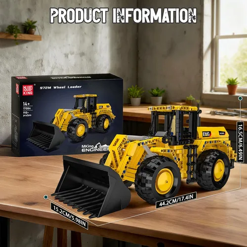 Vista 6 de Mould King 17084 - Juego de bloques de construcción para cargadora de ruedas, juguete de vehículo de ingeniería para construir, modelo de excavadora