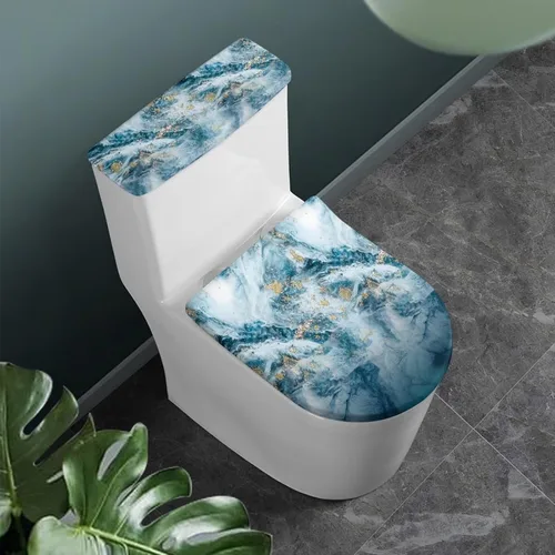 Vista 26 de Flashideas Juego de cubierta para tanque y tapa de inodoro con estampados de patas de perro coloridas - Elástico, se adapta a la mayoría de tanques