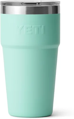 Vista 5 de YETI Rambler - Vaso apilable de 20 onzas, acero inoxidable, aislado al vacío con tapa MagSlider Verde mar