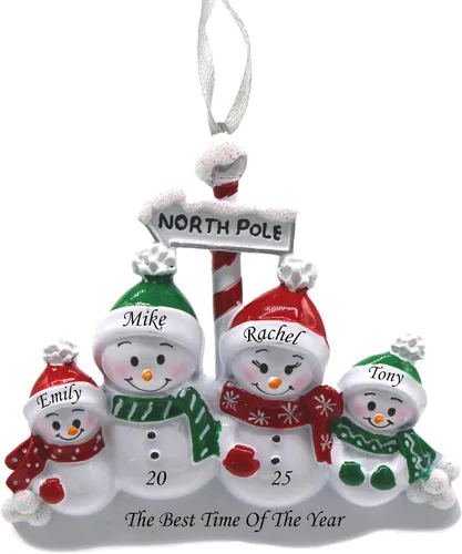 Vista 12 de Adorno de Navidad familiar 2025 – Adorno personalizado para familias – Adorno familiar de muñeco de nieve personalizado – Decoración de árbol