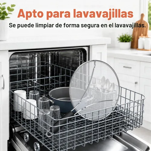 Vista 5 de Pantalla contra salpicaduras para sartén de 13 pulgadas, protector de salpicaduras de grasa de acero inoxidable, protector contra salpicaduras