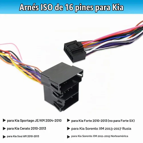 Vista 2 de Adaptador de arnés de cableado de radio estéreo ISO de 16 pines para reemplazo de radio de coche Hyundai Verna Accent Kia Android