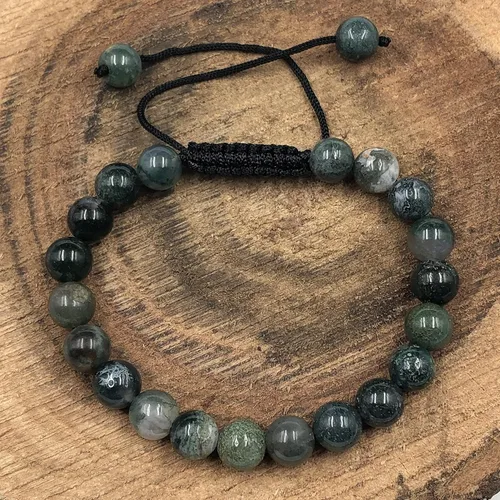 Vista 2 de AAA MUSS AGATE - Cuentas de cristal de piedras preciosas naturales para curación natural, unisex, pulseras de macramé ajustables de 0.315 in