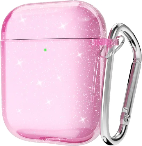 Vista 41 de Svanove Funda para Airpods Transparente con Purpurina, Funda Brillante y Bonita para Airpods de 1ª y 2ª Generación con Llavero, Carcasa Rígida