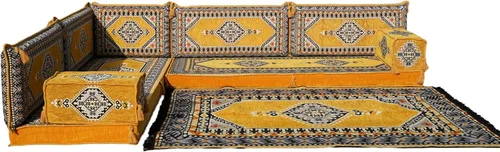 Vista 11 de arabicsofa Juego de asientos Jalsa en forma de L – Majlis árabe hecho a mano con almohadas de respaldo
