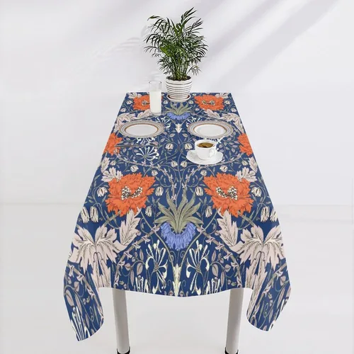 Vista 330 de Mantel Floral Retro de Pájaros, Diseño Original Bohemio William Morris Estampado Cubierta de Mesa para Hogar Picnic Fiesta Comedor Cocina William
