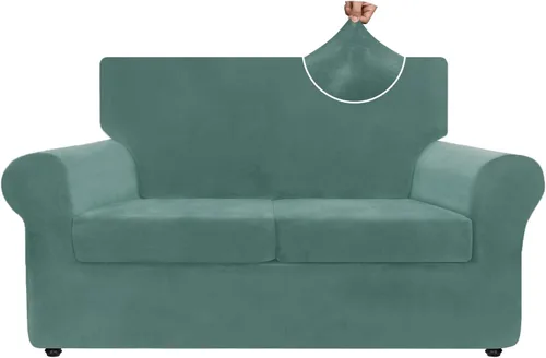 Vista 35 de ZNSAYOTX Fundas elásticas para silla de terciopelo de lujo con brazo, 2 piezas, para sala de estar, funda gruesa y suave, antideslizante, protector