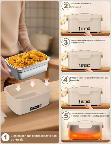 Vista 4 de Basima Fiambrera inalámbrica de 1 litro, calentador eléctrico de alimentos