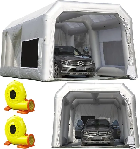 Vista 11 de OZIS Cabina de Pintura Inflable de 10.8x8.2x7.2 Pies con Sistema de Filtro de Aire Cabina de Pulverización Portátil con Soplador para Pintura DIY