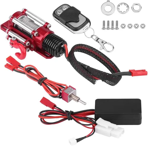 Vista 3 de Cabrestante de coche a control remoto, 1/10 escala RC modelo vehículo oruga accesorio de coche cabrestante de metal con control remoto