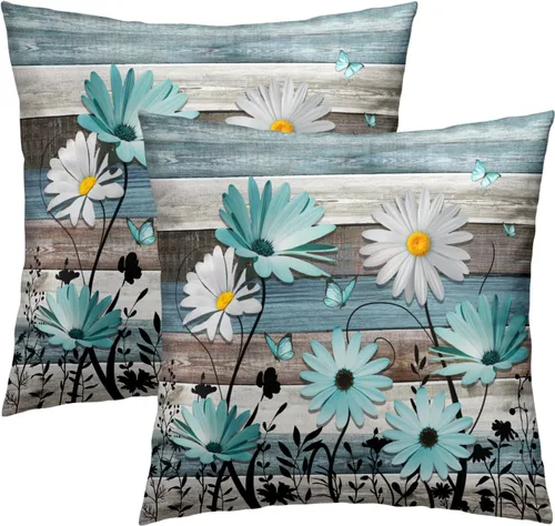 Vista 22 de Giwawa Juego de 2 fundas de almohada de calabaza otoñal de 16 x 16 pulgadas, fundas de cojín de algodón de madera de girasol para sofá, patio