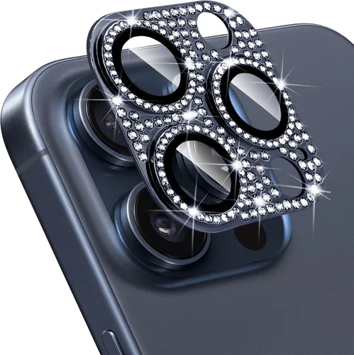 Vista 20 de Protector de lente de cámara para iPhone 13 & iPhone 13 Mini, brillante con diamantes de imitación 3D con purpurina, cubierta de cámara de vidrio