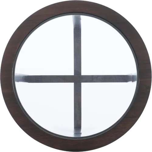 Vista 15 de Powell Marta Umber - Juego de mesa auxiliar y mesa auxiliar de madera marrón con tapa de cristal templado