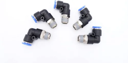 Vista 42 de Accesorio de Conexión por Empuje 1/2" Tubo OD x 1/2" Rosca Macho NPT, Codo Neumático Macho para Línea de Aire y Agua de 90 Grados con Giratorio