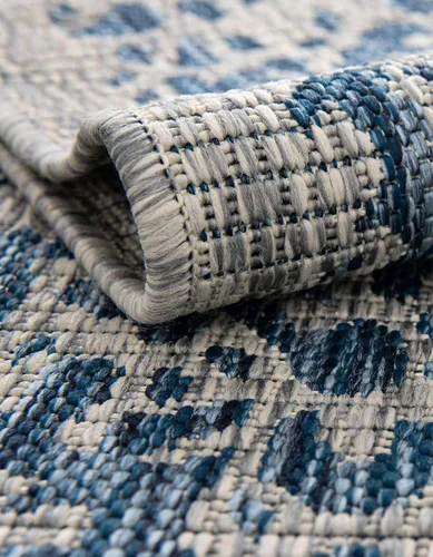 Vista 4 de Unique Loom Alfombra de la colección tradicional para exteriores, desgastada durante el tiempo (octágono de 5 pies y 3 pulgadas, azul/gris)