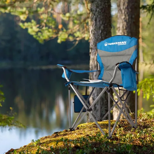 Vista 2 de Wakeman Outdoors - Silla de campamento de gran tamaño, color azul