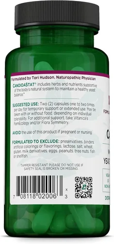 Vista 3 de Vitanica Candidastat, Apoyo Equilibrado, Vegano, 60 Cápsulas