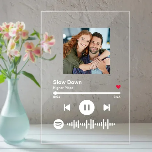 Vista 2 de Placa personalizada de Spotify con fotos personalizadas, regalos con fotos para novio, novia, placa de música personalizada de Spotify con regalos