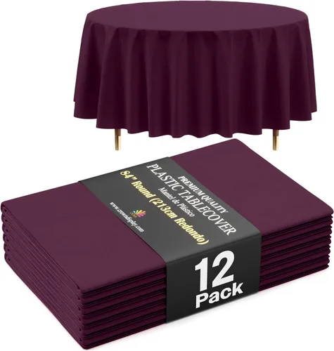 Vista 40 de Exquisite 66% Thicker Premium Aqua Round Tablecloth 0.5 Mil 6 Pack Plastic Table Cloth Disposable 84 Inch Round Plastic Tablecloth Won't Tear Easily