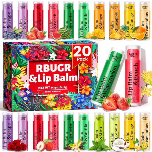 Vista 13 de RBUGR Bálsamo labial a granel, 126 unidades, bálsamo labial hidratante orgánico natural con 12 sabores para labios agrietados, paquete a granel