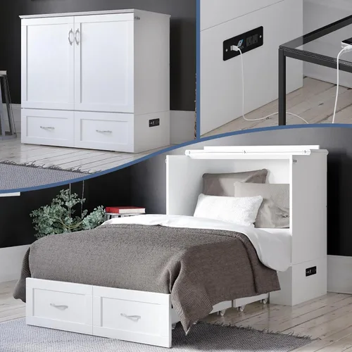 Vista 21 de AFI, Hamilton Twin XL Murphy - Cómoda de cama con colchón y cajón de 6 pulgadas, color gris
