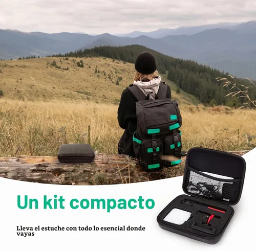 Vista 2 de Kit de videoblogs para teléfono inteligente con luz LED, soporte para teléfono, micrófono, trípode, bolsa de transporte, kit de inicio de YouTube